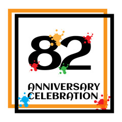 82 anniversary logo vector template. Design for banner, greeting cards or print