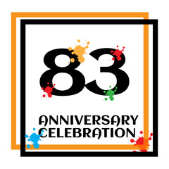 83 anniversary logo vector template. Design for banner, greeting cards or print