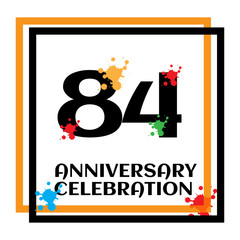 84 anniversary logo vector template. Design for banner, greeting cards or print