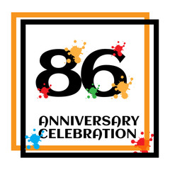 86 anniversary logo vector template. Design for banner, greeting cards or print