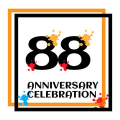 88 anniversary logo vector template. Design for banner, greeting cards or print