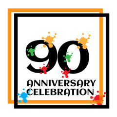 90 anniversary logo vector template. Design for banner, greeting cards or print