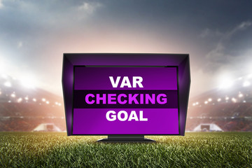 technology var checking Goal.The video assistant referee scene a match official in football...