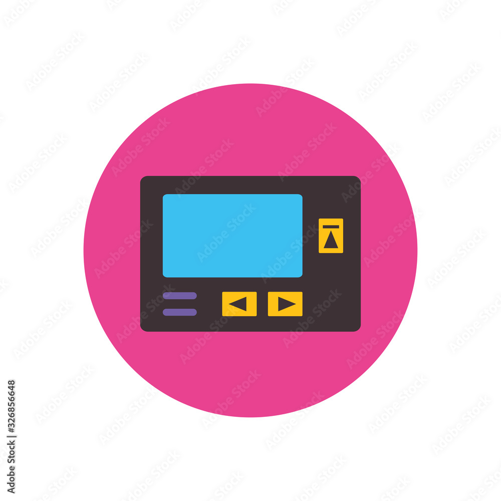 Poster isolated retro music mp3 flat block style icon vector design