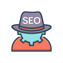 Color illustration icon for SEO Blackhat