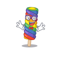 A cartoon concept of Geek rainbow ice cream design