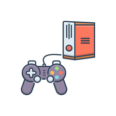 Color illustration icon for play station  