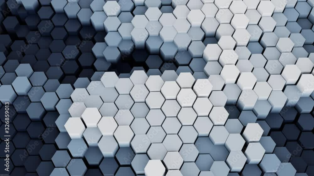 Leinwandbilder Footage of white hexagon with space, 3D rendering in technology of network and big data compute concept.
