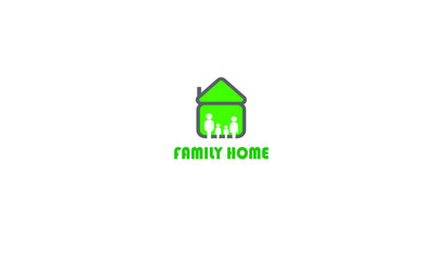 green house logo, family at home logo vector icon ilustration, happy family with home
