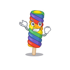 cool confident Successful rainbow ice cream cartoon character style
