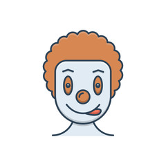 Color illustration icon for clown  