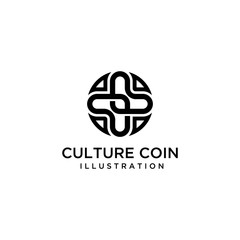 Illustration of luxury abstract coin sign ancient graphic flower