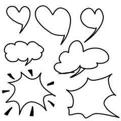 Doodle set of hand-drawn arrows,Hand drawn set speech bubbles with handwritten.	