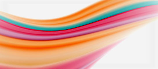 Wave lines abstract background, smooth silk design with rainbow style colors. Liquid fluid color waves. Vector Illustration