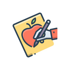 Color illustration icon for handdrawing 