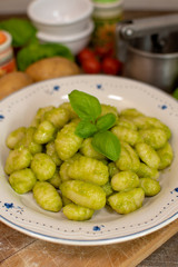 Homemade Gnocchi with Basil Pesto Sauce.