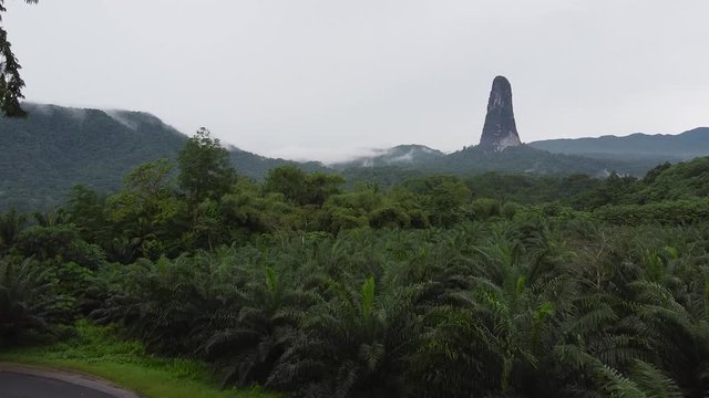 Pico do Cão Grande - São Tomé e Principe - Road to Mountain Footage - Drone Footage