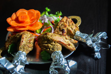 Chicken tangdi kebab an indian starter served fresh and marinated well for food photography