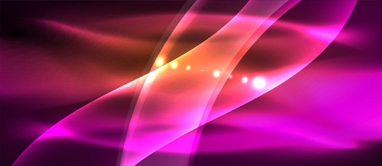 Abstract background. Shiny design neon waves with light effects, techno trendy design. Vector Illustration For Wallpaper, Banner, Background, Card, Book Illustration, landing page