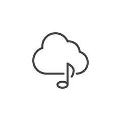 Music cloud line icon. linear style sign for mobile concept and web design. Cloud and music note outline vector icon. Media storage symbol, logo illustration. Vector graphics