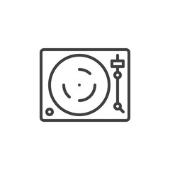 dj turntable line icon. linear style sign for mobile concept and web design. Turntable vinyl record player outline vector icon. DJ music symbol, logo illustration. Vector graphics