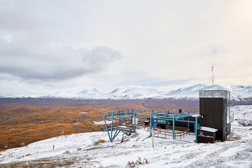 Aurora Sky Station on top of Nuolja mountain with view over Abisko national park.