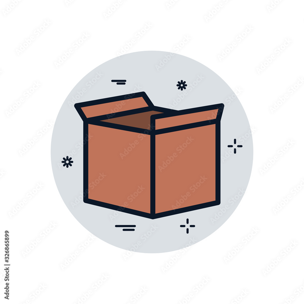 Poster isolated delivery open box fill block style icon vector design