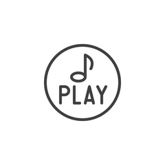 Play music button line icon. linear style sign for mobile concept and web design. Music note and play outline vector icon. Symbol, logo illustration. Vector graphics
