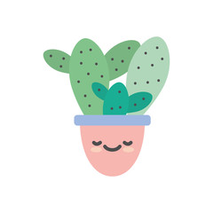 Isolated kawaii cactus inside pot flat style icon vector design