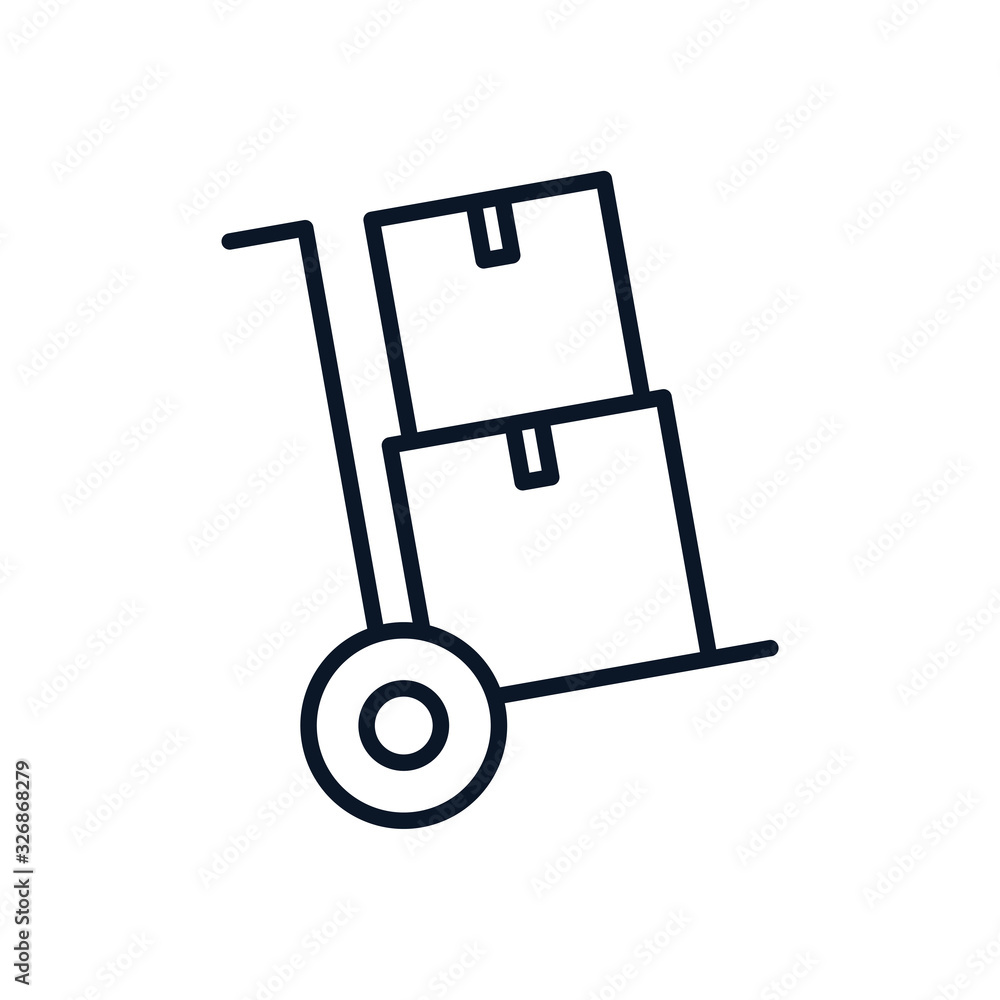 Poster Isolated delivery boxes over cart line style icon vector design