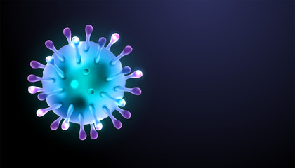 Coronavirus 2019-nCov novel coronavirus, Coronaviruses 3d realistic vector asian flu outbreak and influenza pandemic wuhan virus. microscope. Perfect for banner, background.