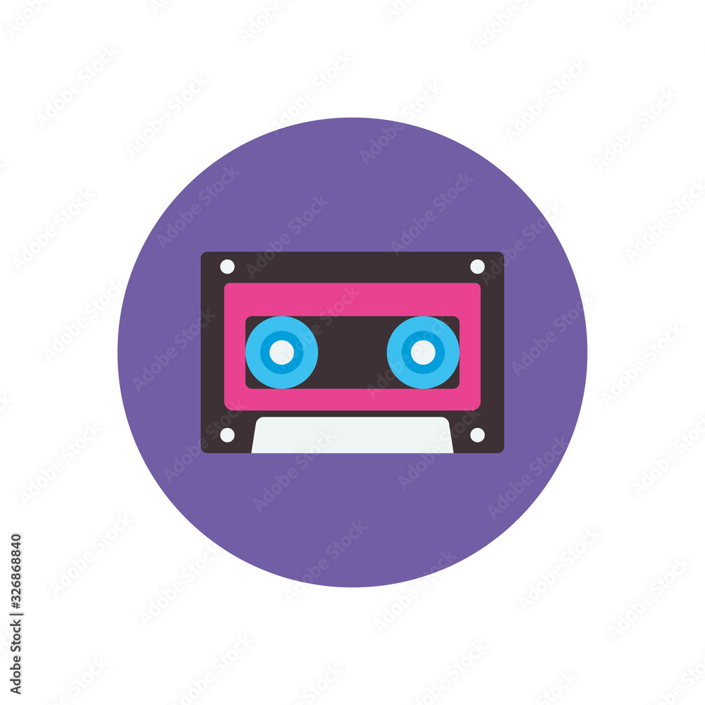 Poster Isolated retro music cassette flat block style icon vector design