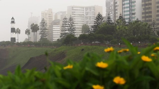 Beautiful footage of Miraflores in Lima, Peru on a cloudy day.