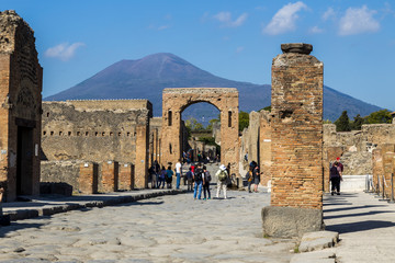 Pompei in Italy, Campania - ancient Roman city destroyed by the eruption of Mount Vesuvius in AD 79.
