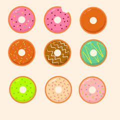delicious doughnut illustration collection. flat design illustration
