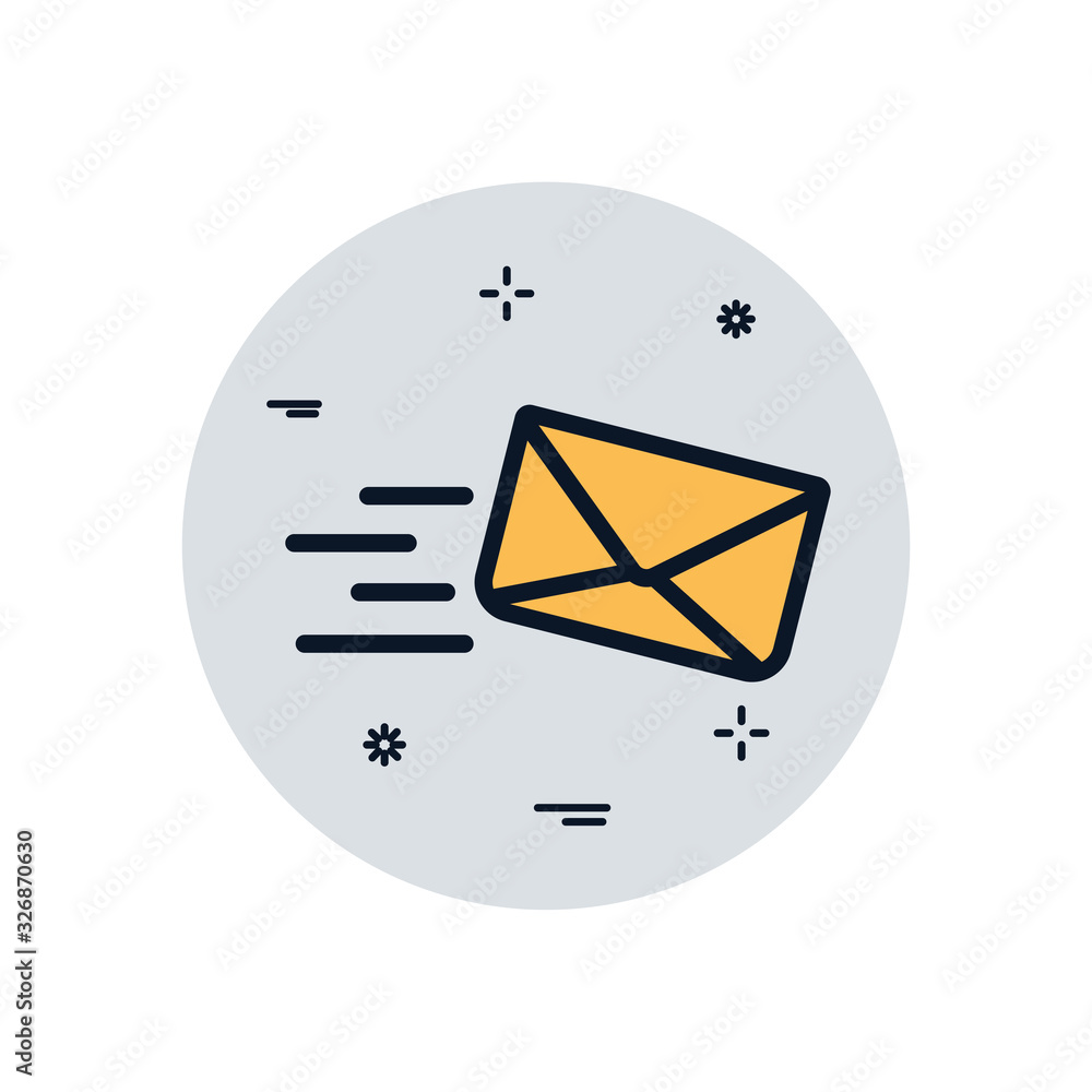 Poster isolated envelope message fill block style icon vector design
