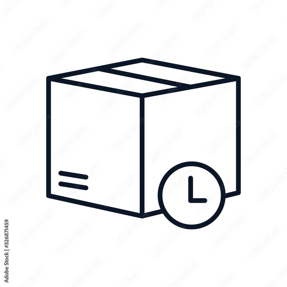 Poster Isolated delivery box and clock line style icon vector design