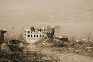 Obraz premium Abandoned construction site of hospital. Abandoned at 1991,during Ukrainian undependence crisis. Kiev,Ukraine