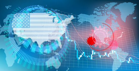 コロナウィルスによるアメリカの株価下落イメージ