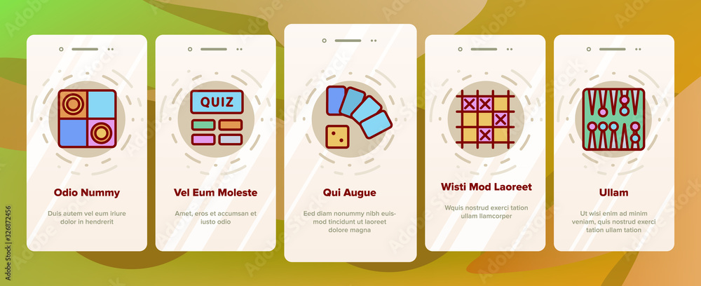 Poster riddle play onboarding icons set vector. riddle board game, puzzle with entry and exit, backgammon a