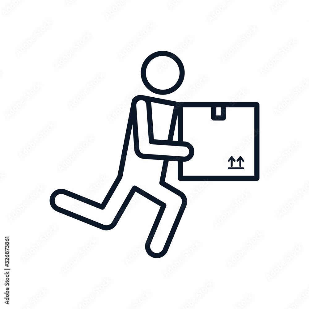 Poster isolated avatar with delivery box line style icon vector design