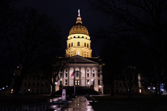 Kansas State Capitol Building Outdoor Night View