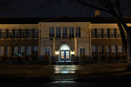 Brown v. Board of Education National Historic Site facade night view