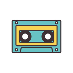 Isolated retro music cassette line fill style icon vector design