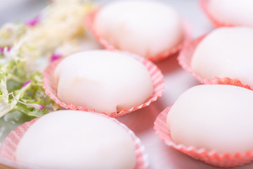 White Chinese pastry on the table