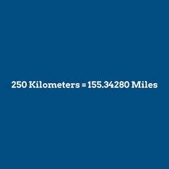 250 km to miles conversion. Vector illustration
