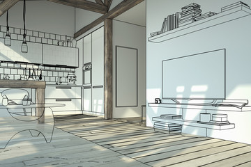 My place under the roof 06 (scetch) - 3d illustration