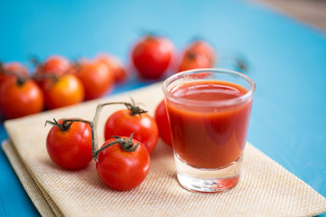 Fresh tomatoes juice in drinking healthy concept.