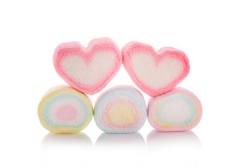 colorful marshmallows candy an isolated on white background