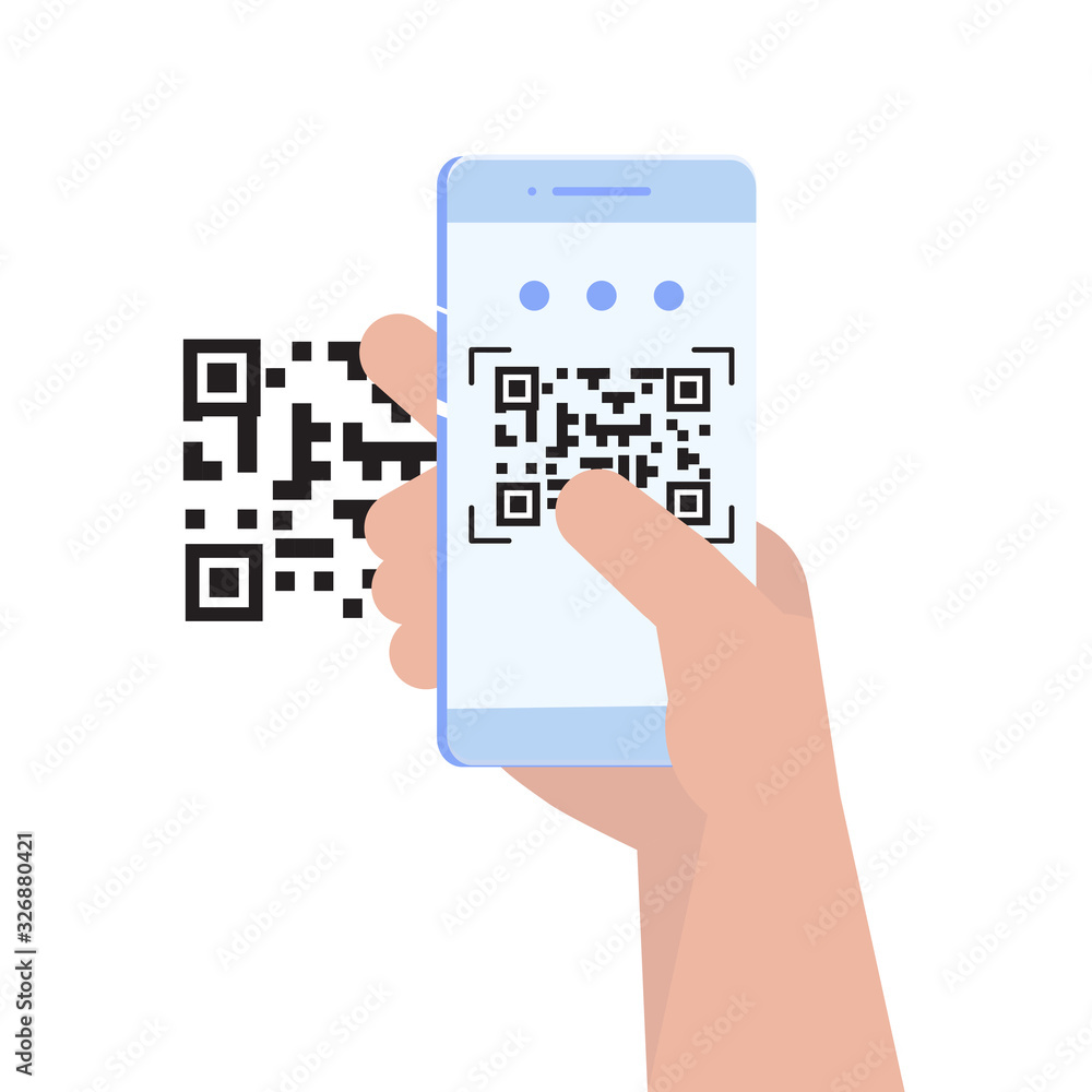 Poster use smartphone for qr code scanning. landing page template. vector illustration.